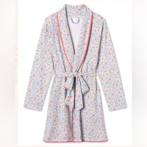 LAKE Elizabeth Floral Pima Cotton Short Robe.